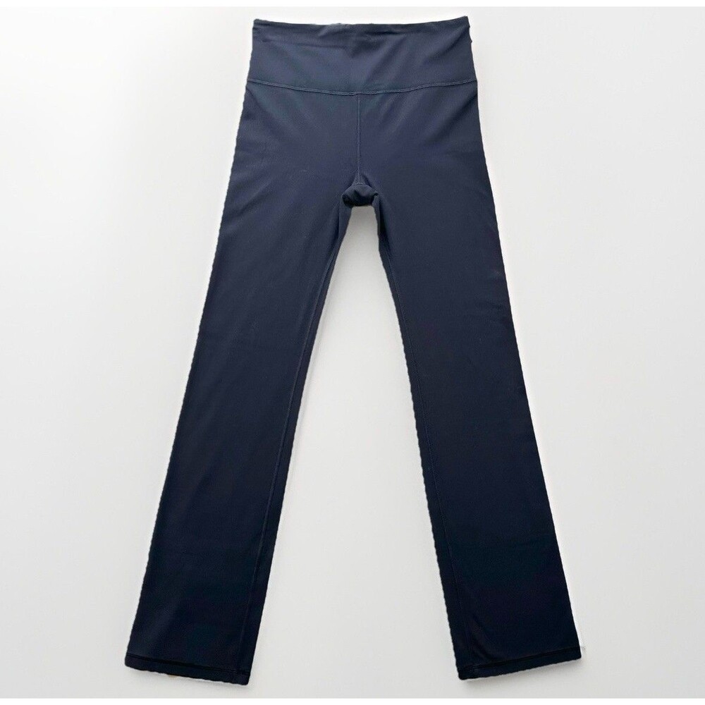 Athleta Elation Pants M Navy Blue Straight Leg High Rise Yoga Activewear Stretch